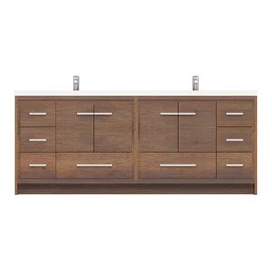 Alya Bath Sortino 84&quot Wood Bathroom Vanity with Acrylic Sink in Brown