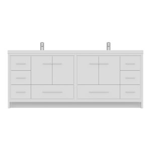 Alya Bath Sortino 84&quot Wood Bathroom Vanity with Acrylic Sink in White
