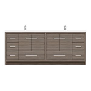 Alya Bath Sortino 84&quot Wood Bathroom Vanity with Acrylic Sink in Gray