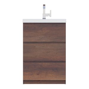 Alya Bath Paterno 24&quot Modern Wood Freestanding Bathroom Vanity in Rosewood Brown