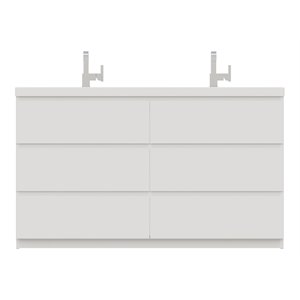 Alya Bath Paterno 60&quot Wood Double Freestanding Bathroom Vanity in White