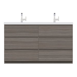 Alya Bath Paterno 60&quot Wood Double Freestanding Bathroom Vanity in Gray