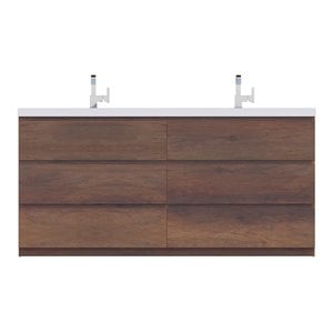 Alya Bath Paterno 72&quot Modern Wood Freestanding Bathroom Vanity in Rosewood Brown