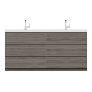 Alya Bath Paterno 72&quot Modern Wood Freestanding Bathroom Vanity in Gray