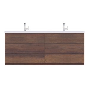 Alya Bath Paterno 84&quot Modern Wood Freestanding Bathroom Vanity in Rosewood Brown