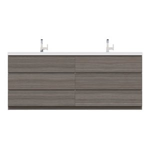 Alya Bath Paterno 84&quot Modern Wood Freestanding Bathroom Vanity in Gray