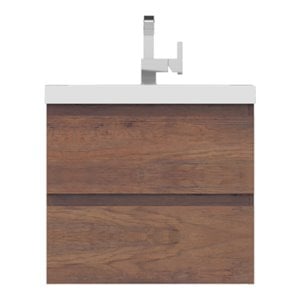 Alya Bath Paterno 24&quot Modern Wood Wall Mounted Bathroom Vanity in Rosewood Brown