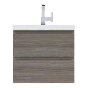 Alya Bath Paterno 24&quot Modern Wood Wall Mounted Bathroom Vanity in Gray