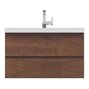 Alya Bath Paterno 36&quot Modern Wood Wall Mounted Bathroom Vanity in Rosewood Brown