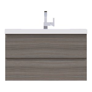 Alya Bath Paterno 36&quot Modern Wood Wall Mounted Bathroom Vanity in Gray