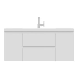 Alya Bath Paterno 48&quot Modern Wood Wall Mounted Bathroom Vanity in White