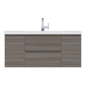 Alya Bath Paterno 48&quot Modern Wood Wall Mounted Bathroom Vanity in Gray
