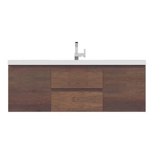 Alya Bath Paterno 60&quot Wood Single Wall Mounted Bathroom Vanity in Rosewood Brown