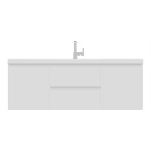 Alya Bath Paterno 60&quot Wood Single Wall Mounted Bathroom Vanity in White