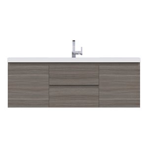 Alya Bath Paterno 60&quot Wood Single Wall Mounted Bathroom Vanity in Gray