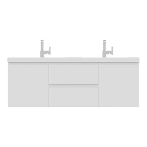 Alya Bath Paterno 60&quot Wood Double Wall Mounted Bathroom Vanity in White