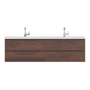 Alya Bath Paterno 72&quot Modern Wood Wall Mounted Bathroom Vanity in Rosewood Brown