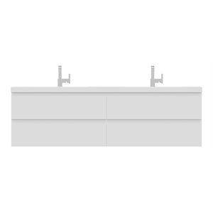 Alya Bath Paterno 72&quot Modern Wood Wall Mounted Bathroom Vanity in White