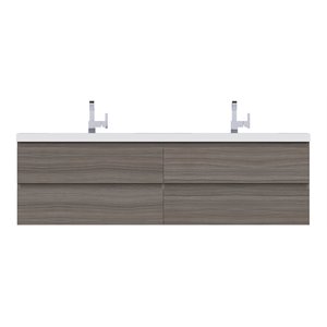 Alya Bath Paterno 72&quot Modern Wood Wall Mounted Bathroom Vanity in Gray