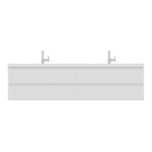 Alya Bath Paterno 84&quot Modern Wood Wall Mounted Bathroom Vanity in White