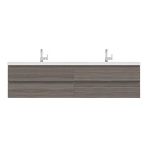Alya Bath Paterno 84&quot Modern Wood Wall Mounted Bathroom Vanity in Gray