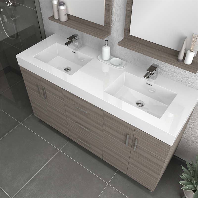 Alya Bath Ripley Modern Engineered Wood Bathroom Vanity in Gray