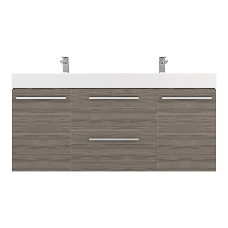 Alya Bath Ripley Modern Wall Mounted Wood Bathroom Vanity in Gray