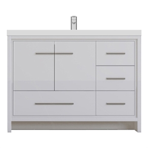 Sortino 42&quot Modern Bathroom Vanity with Right Side Drawers in White