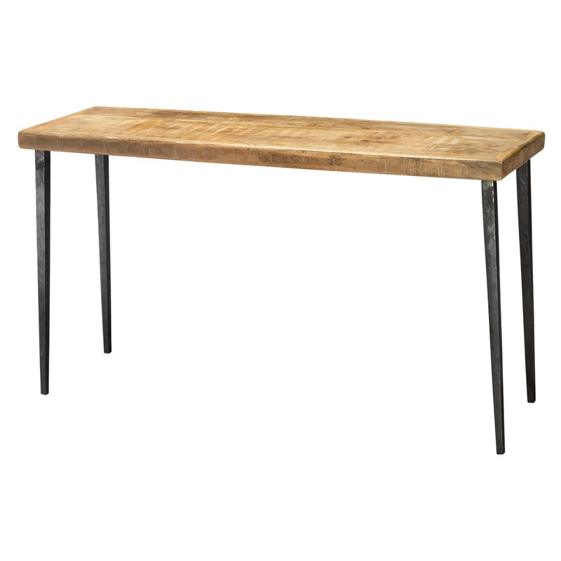 J&D Designs Co Farmhouse Traditional Iron/Wood Console Table in Natural/Black