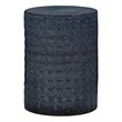 J&D Designs Co Wildflower Coastal Ceramic Side Table in Dark Blue/Gray