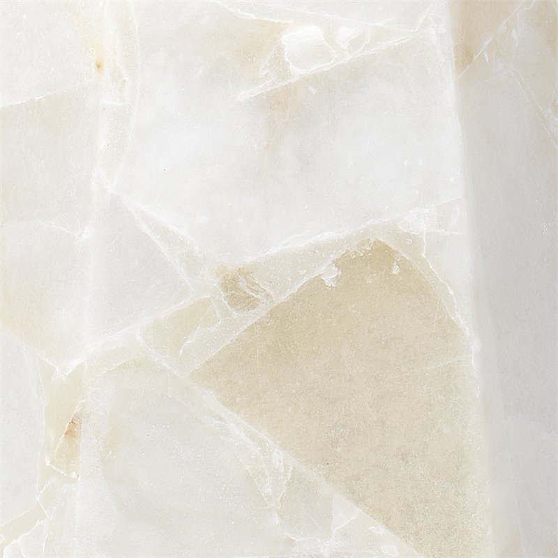 J&D Designs Co Borealis Hexagon Modern Alabaster Stone/Linen Table Lamp in White