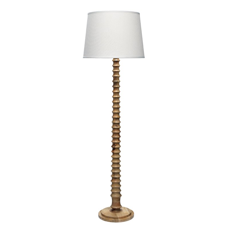 J&D Designs Co Revolution Traditional Wood/Grasscloth Floor Lamp in Brown