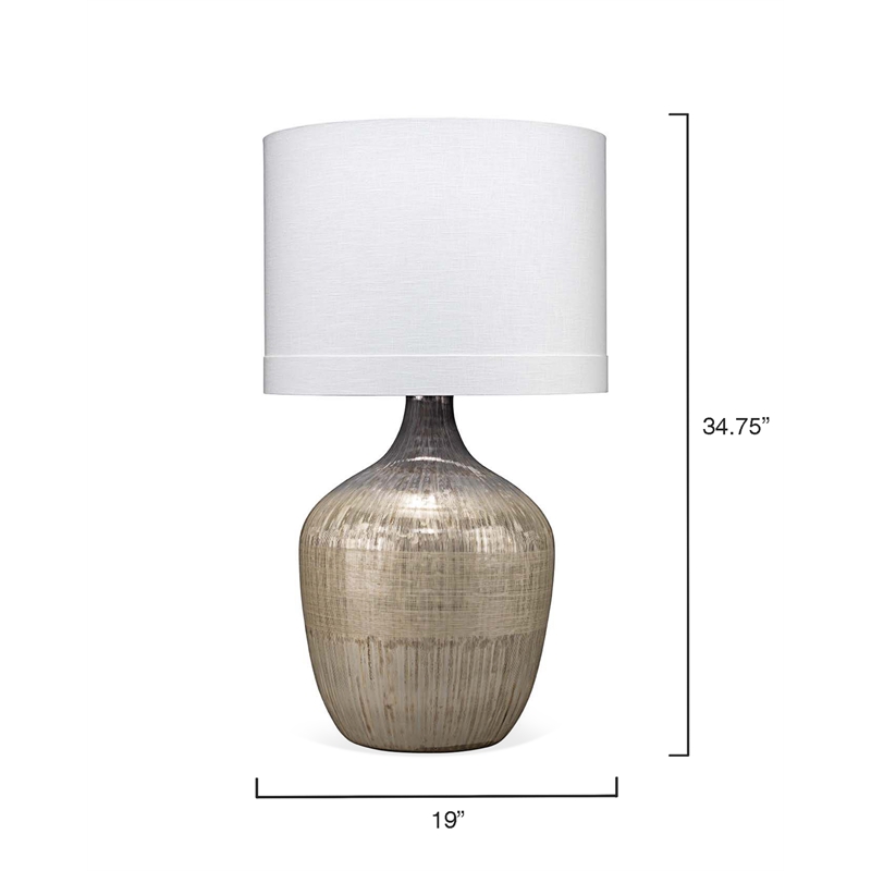 J&D Designs Co Damsel 1-Light Glass & Linen Table Lamp in Silver/White