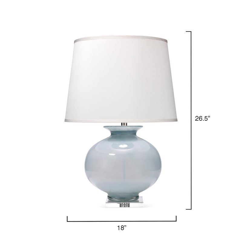 J&D Designs Co Heirloom Modern Glass/Silk Table Lamp in Cornflower Blue/White