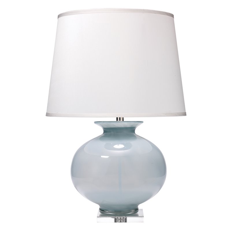J&D Designs Co Heirloom Modern Glass/Silk Table Lamp in Cornflower Blue/White