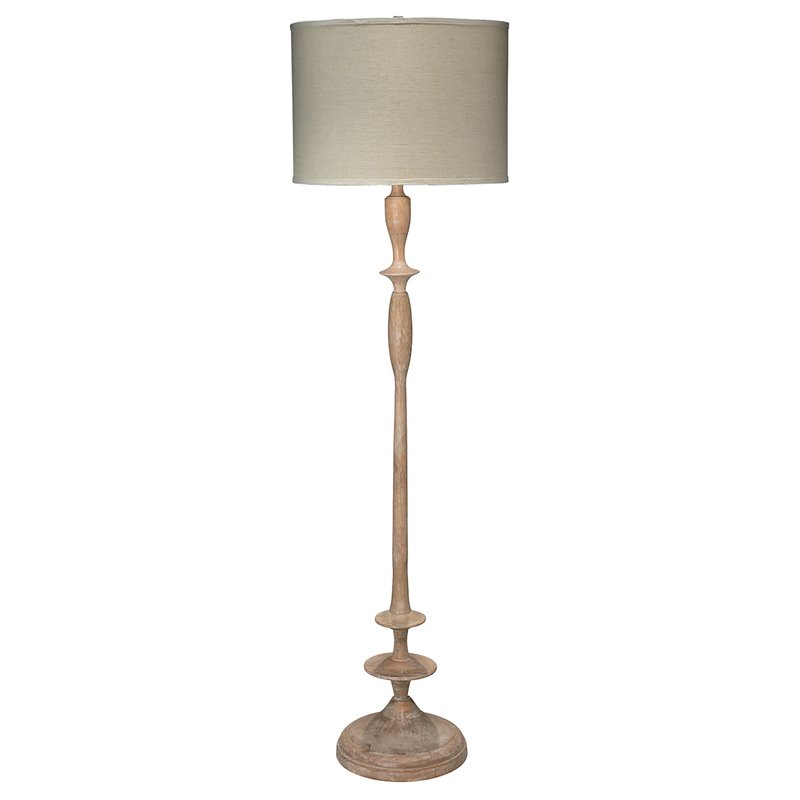 J&D Designs Co Petite Paro Traditional Wood/Linen Floor Lamp in Brown/Natural