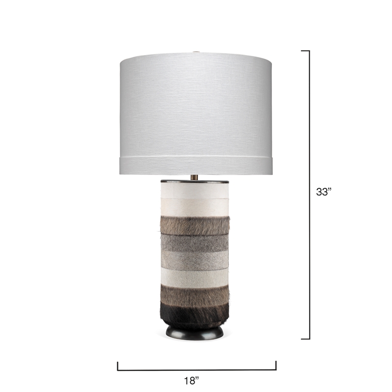 J&D Designs Co Winslow Modern Leather & Steel Table Lamp in Gray/White/Bronze