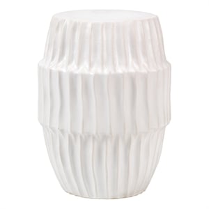J&D Designs Co Algae Hollow Center Coastal Ceramic Side Table in White