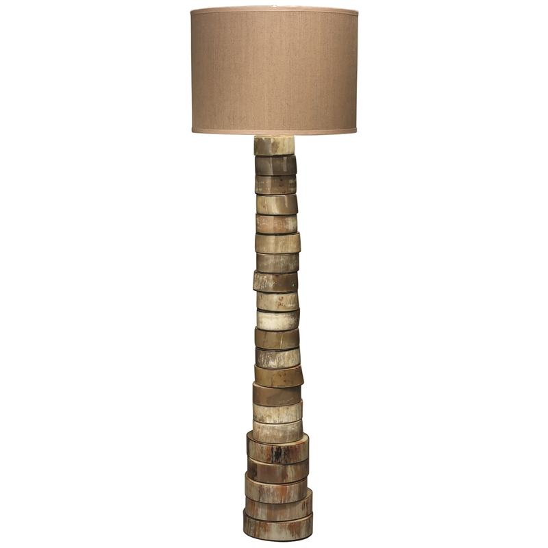 J&D Designs Co Stacked Traditional Elephant Hemp Fabric Horn Floor Lamp in Brown