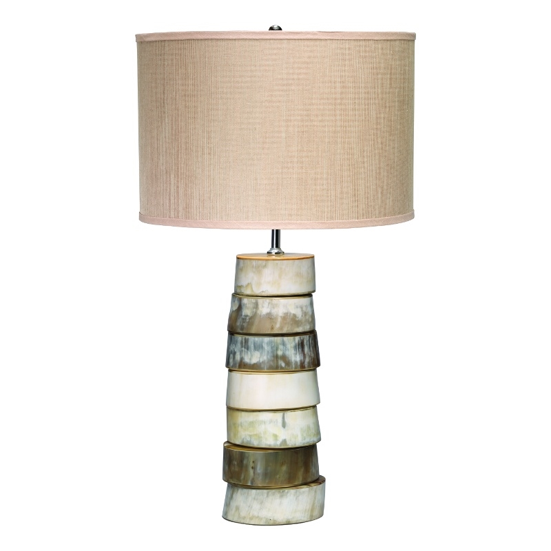 J&D Designs Co Stacked Lacquer Resin & Hemp Table Lamp in Brown/Gray/Cream