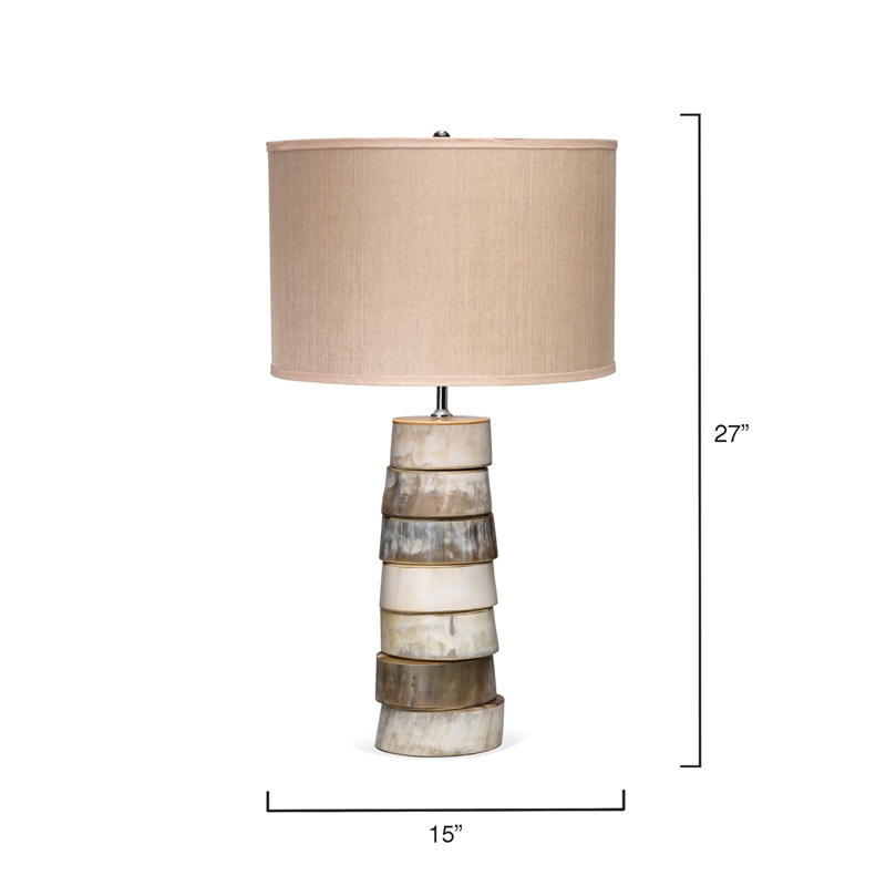 J&D Designs Co Stacked Lacquer Resin & Hemp Table Lamp in Brown/Gray/Cream