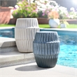 J&D Designs Co Algae Hollow Center Coastal Ceramic Side Table in Blue