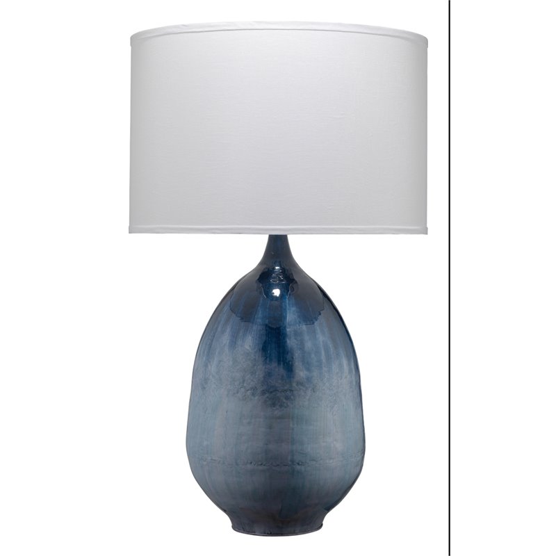 J&D Designs Co Twilight Transitional Iron Metal/Linen Table Lamp in Blue Ombre