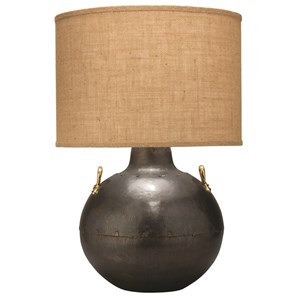 J&D Designs Co Two Handled Kettle Metal/Burlap Table Lamp in Bronze/Natural