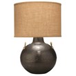 J&D Designs Co Two Handled Kettle Metal/Burlap Table Lamp in Bronze/Natural