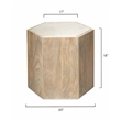 J&D Designs Co Argan Hexagon Wood & Marble Large Table in Natural/White