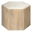 J&D Designs Co Argan Hexagon Wood & Marble Medium Table in Natural/White