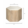 J&D Designs Co Argan Hexagon Wood & Marble Medium Table in Natural/White