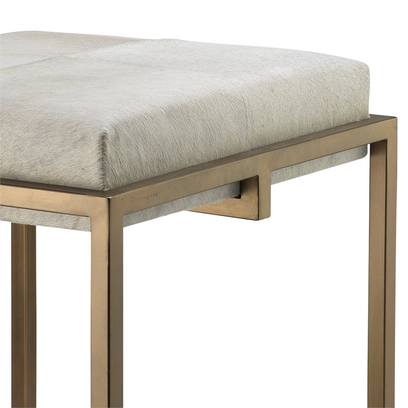 J&D Designs Co Shelby Modern Steel Metal/Hide Bar Stool in Antique Brass
