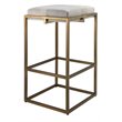 J&D Designs Co Shelby Modern Steel Metal/Hide Bar Stool in Antique Brass